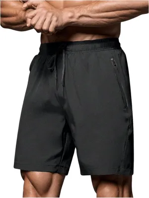 OYOANGLE Men's Sweat Shorts Running Shorts Lightweight Quick Dry Zipper Pocket Athletic Gym Shorts