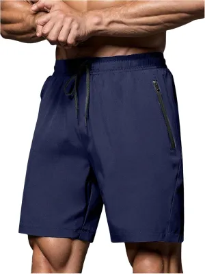 OYOANGLE Men's Sweat Shorts Running Shorts Lightweight Quick Dry Zipper Pocket Athletic Gym Shorts
