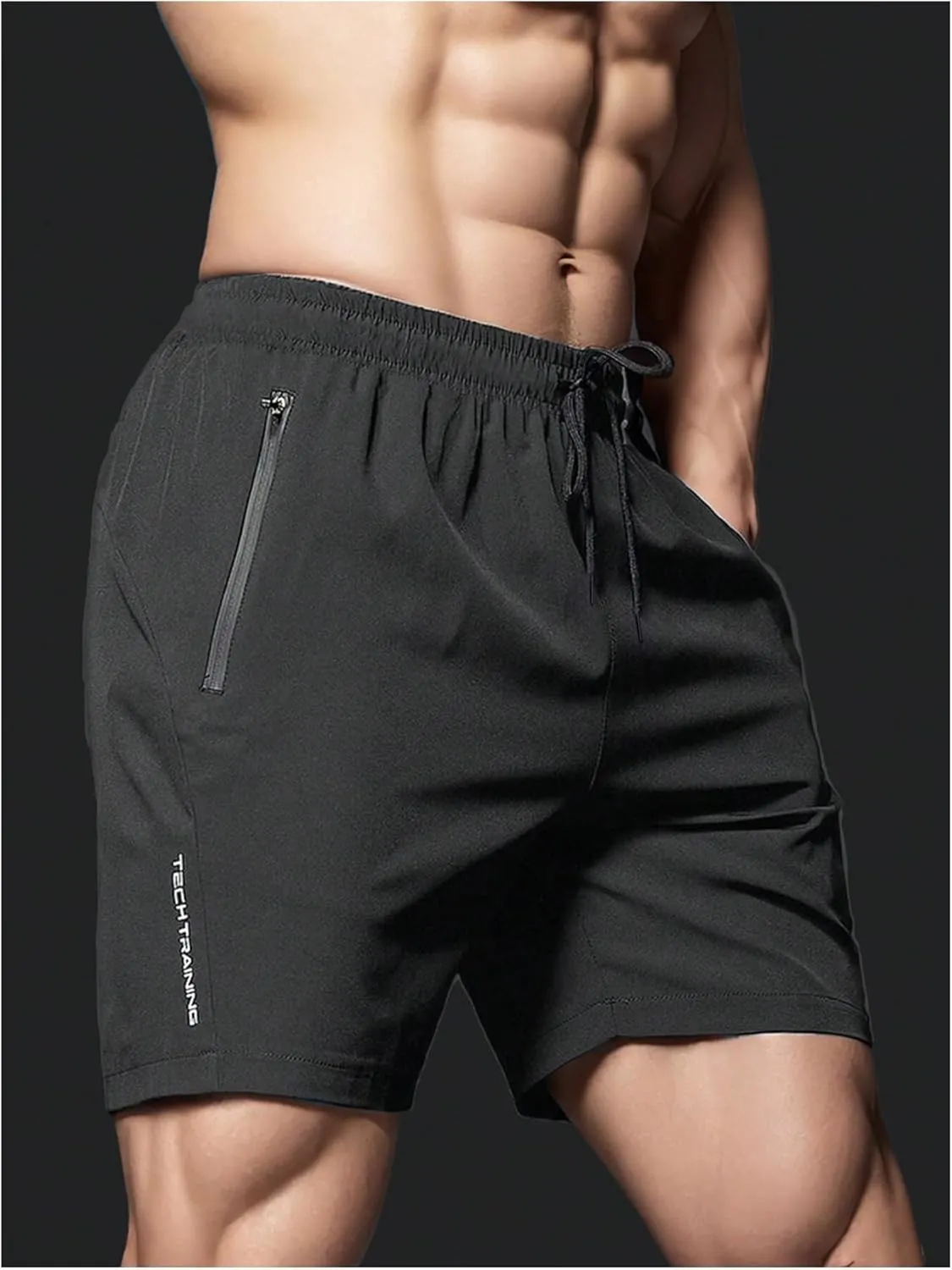 OYOANGLE Men's Sweat Shorts Running Shorts Lightweight Quick Dry Zipper Pocket Athletic Gym Shorts
