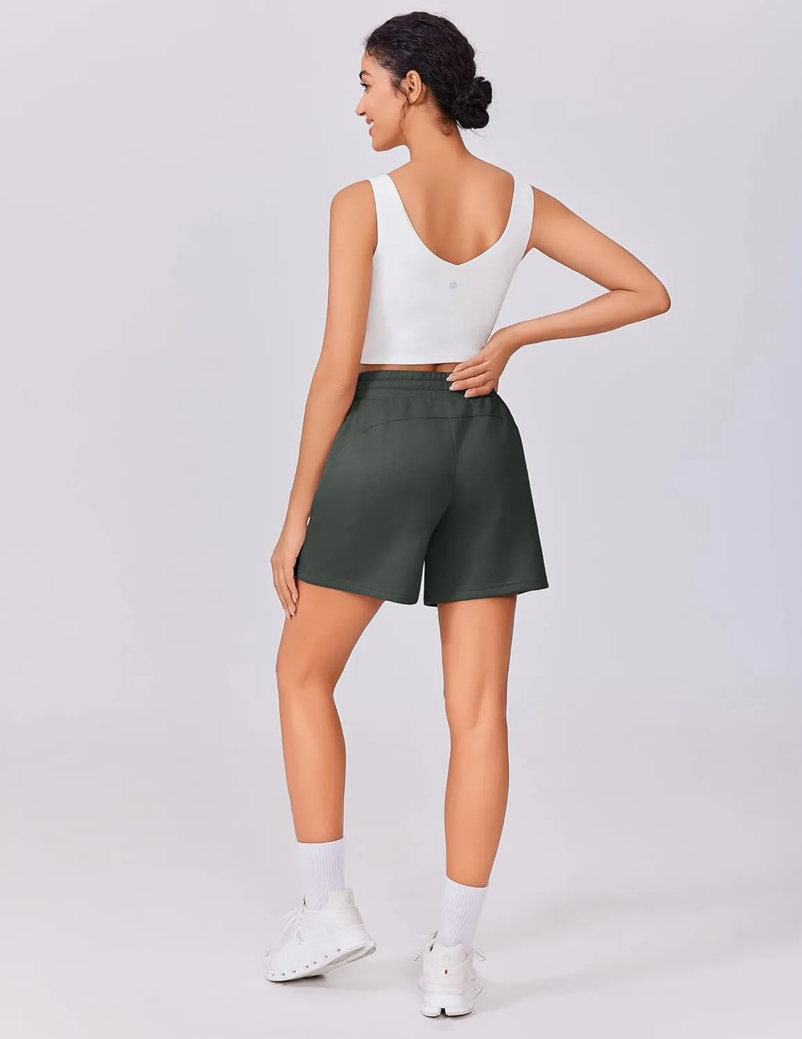 PINSPARK Womens Athletic Sweat Shorts Soft Drawstring High Waisted Active Short Comfy Casual Lounge Shorts with Pockets