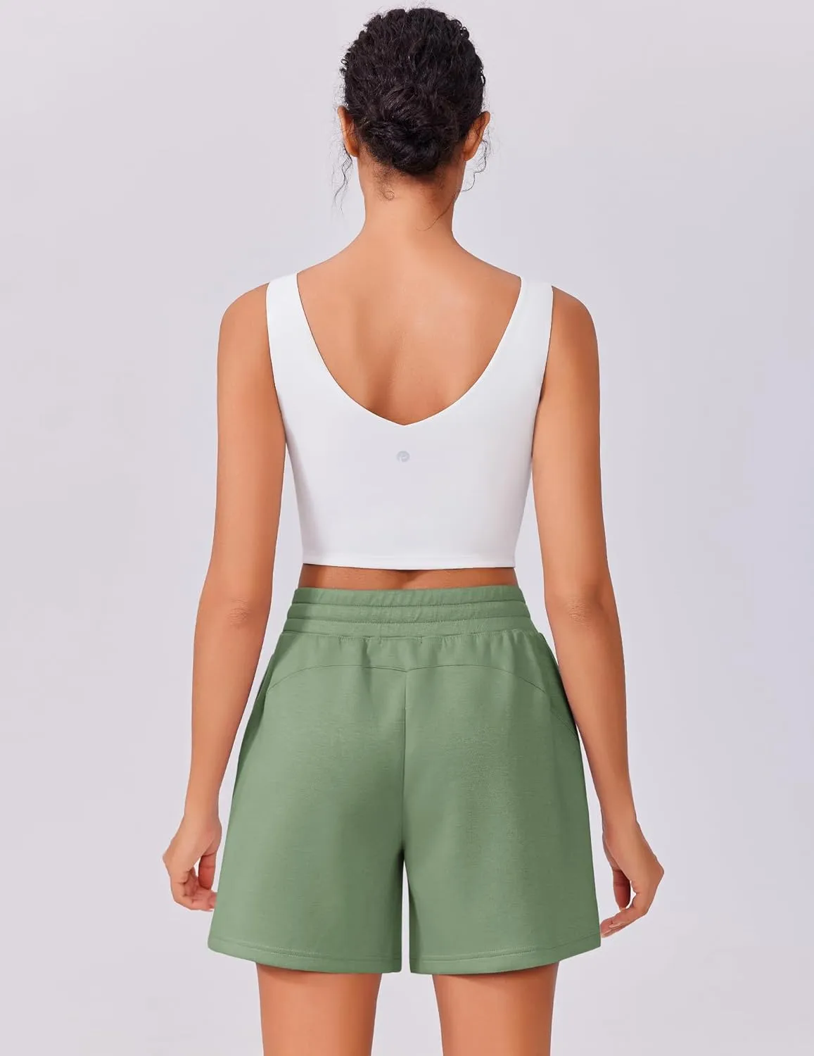 PINSPARK Womens Athletic Sweat Shorts Soft Drawstring High Waisted Active Short Comfy Casual Lounge Shorts with Pockets