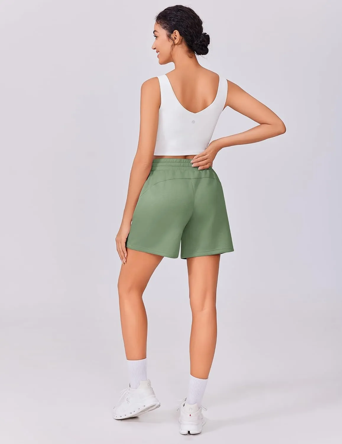 PINSPARK Womens Athletic Sweat Shorts Soft Drawstring High Waisted Active Short Comfy Casual Lounge Shorts with Pockets
