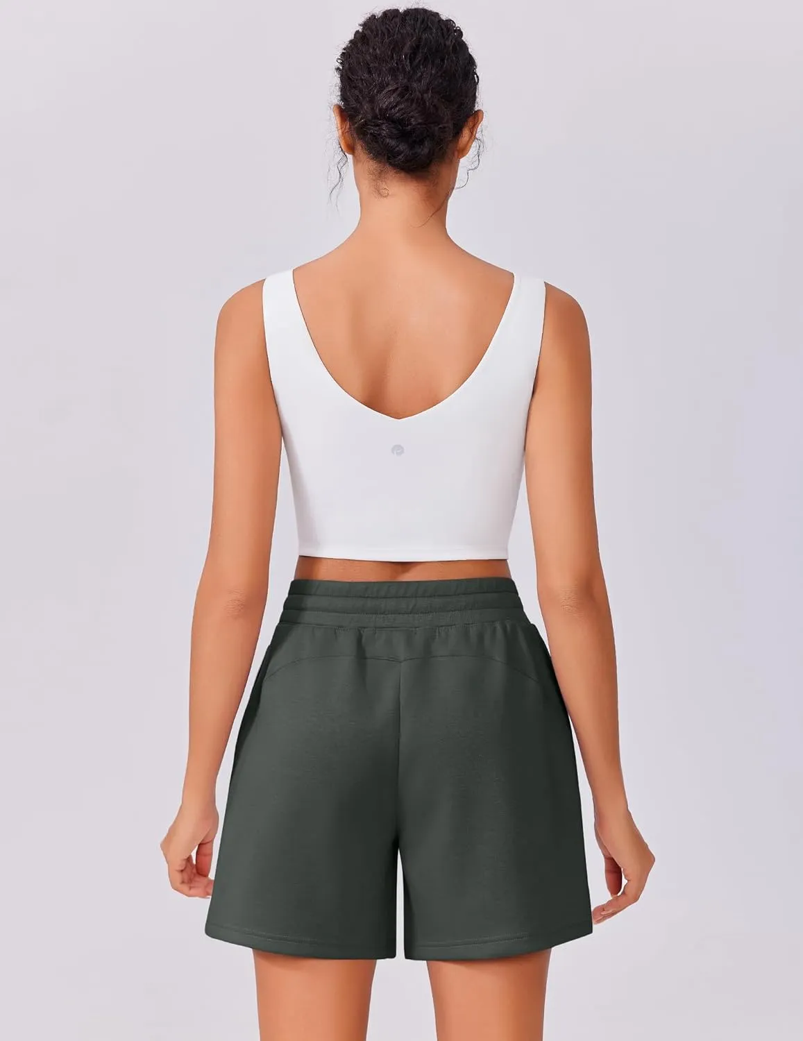 PINSPARK Womens Athletic Sweat Shorts Soft Drawstring High Waisted Active Short Comfy Casual Lounge Shorts with Pockets