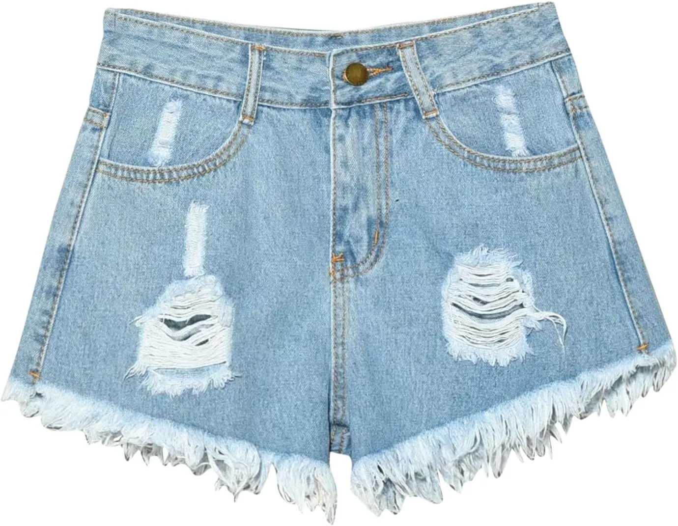 Plus Size Denim Shorts for Women High Waisted Ripped Stretchy Casual Trendy Jean Shorts with Frayed Raw Hem