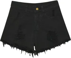 Plus Size Denim Shorts for Women High Waisted Ripped Stretchy Casual Trendy Jean Shorts with Frayed Raw Hem
