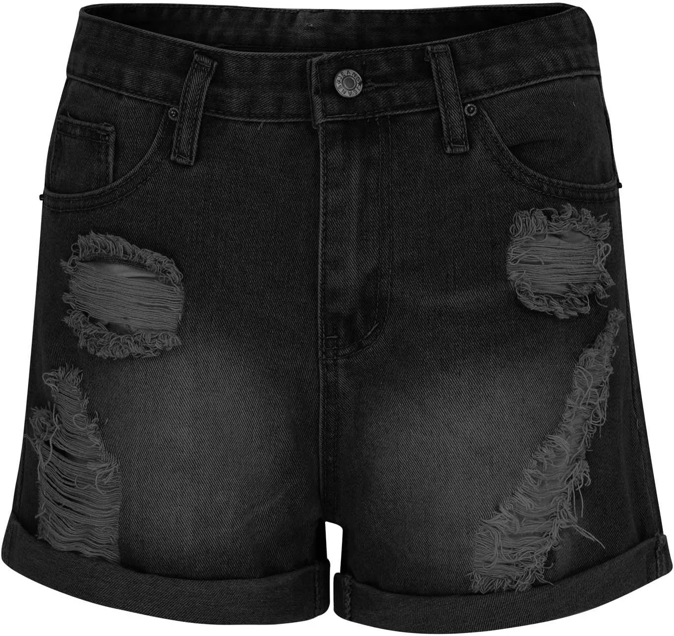 Ripped Denim Shorts for Women Zipper Fringe Short Jeans Stretch Summer Denim Shorts High Waist Half Pants