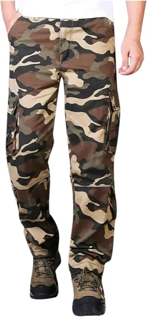 Ripstop Tactical Pants Men's Lightweight Camo Parachute Trousers Hiking Casual Cargo Pants with Multi Pockets