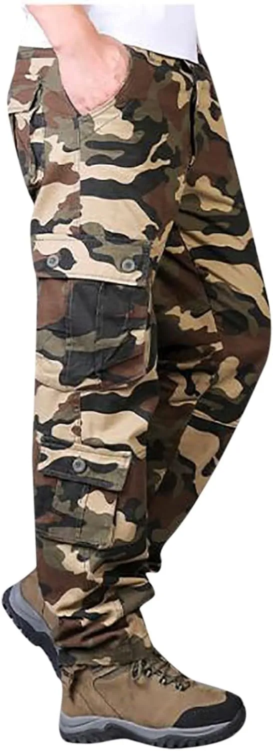 Ripstop Tactical Pants Men's Lightweight Camo Parachute Trousers Hiking Casual Cargo Pants with Multi Pockets