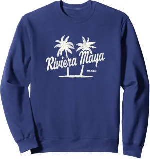 Riviera Maya Mexco Vintage 70s Palm Trees Graphic Sweatshirt