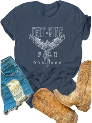 Rock Band Vintage T Shirts for Women Eagle Graphic Tees Retro Bird Country Concert Music Shirt Cotton Summer Tops