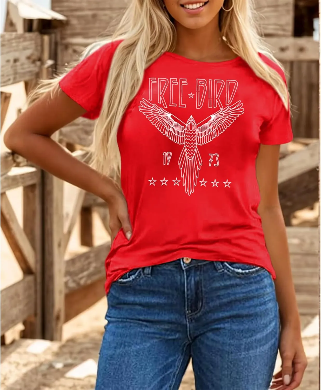 Rock Band Vintage T Shirts for Women Eagle Graphic Tees Retro Bird Country Concert Music Shirt Cotton Summer Tops
