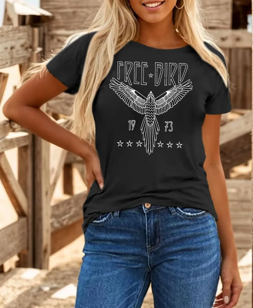 Rock Band Vintage T Shirts for Women Eagle Graphic Tees Retro Bird Country Concert Music Shirt Cotton Summer Tops