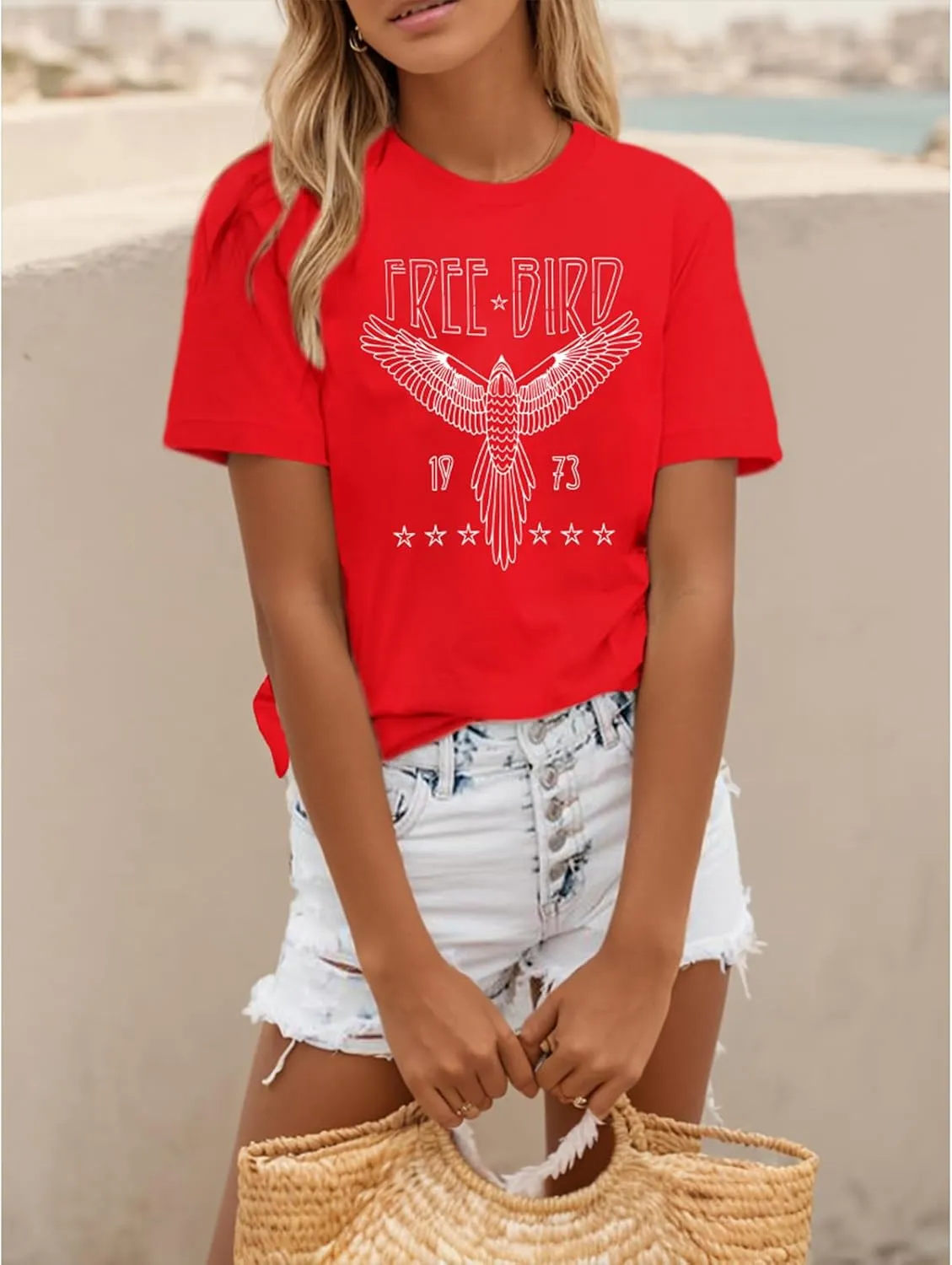 Rock Band Vintage T Shirts for Women Eagle Graphic Tees Retro Bird Country Concert Music Shirt Cotton Summer Tops