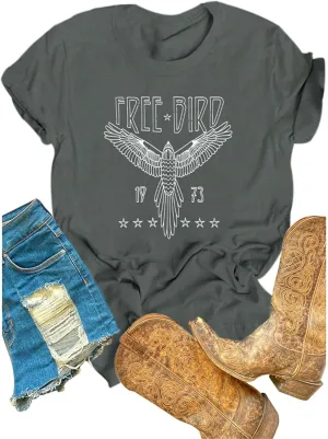 Rock Band Vintage T Shirts for Women Eagle Graphic Tees Retro Bird Country Concert Music Shirt Cotton Summer Tops