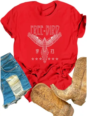 Rock Band Vintage T Shirts for Women Eagle Graphic Tees Retro Bird Country Concert Music Shirt Cotton Summer Tops