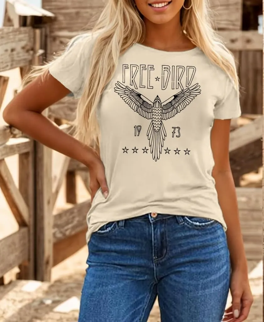 Rock Band Vintage T Shirts for Women Eagle Graphic Tees Retro Bird Country Concert Music Shirt Cotton Summer Tops