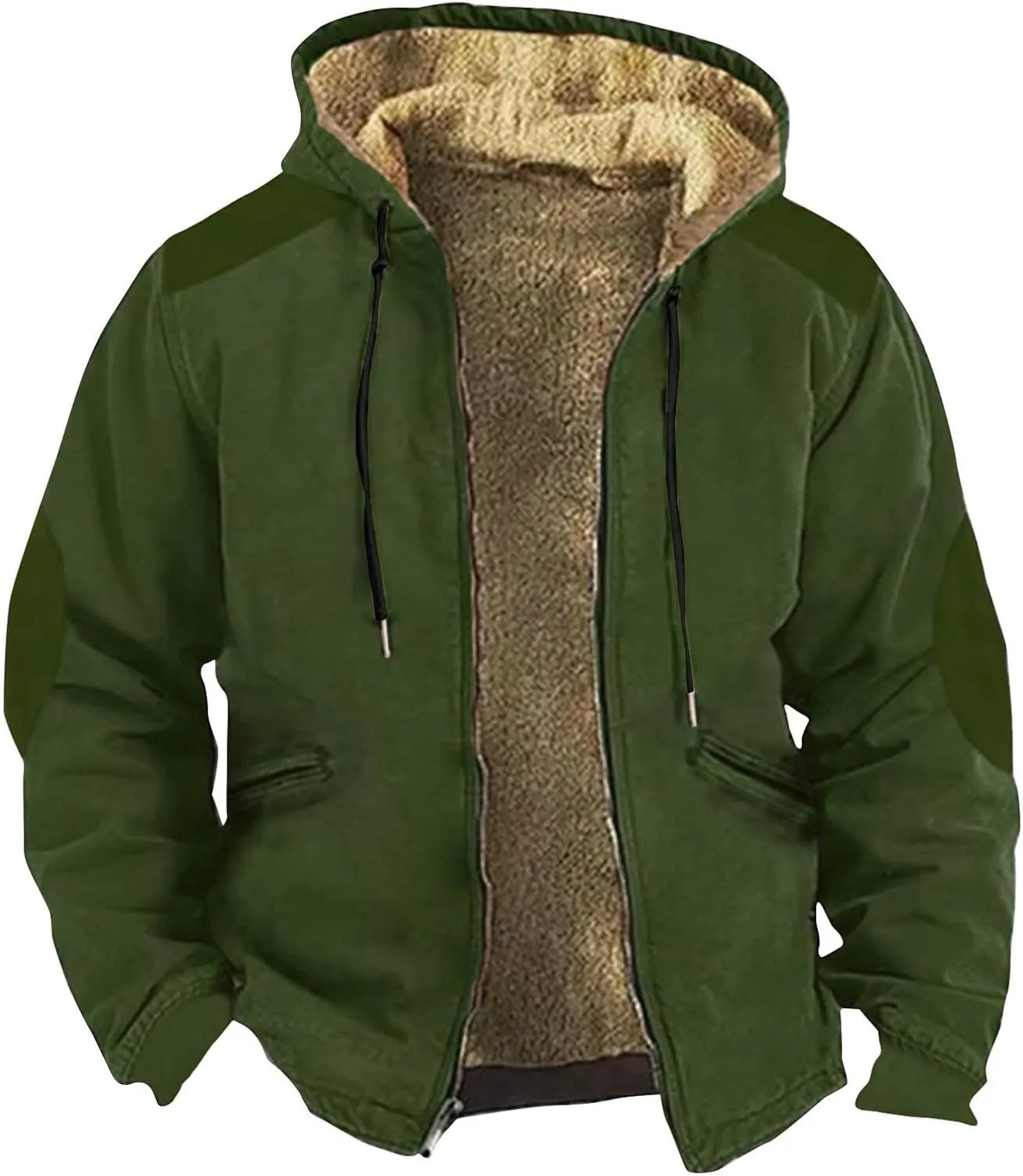 RTRDE Mens Fashion Hooded Jacket Lined Hoodie Jackets Casual Winter Warm Fleece Coats with Hood Outwear Jacket, M-7XL