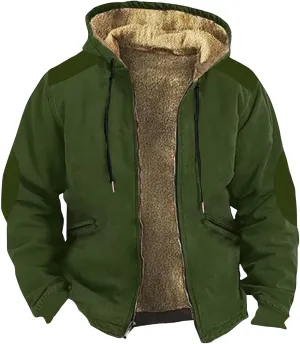 RTRDE Mens Fashion Hooded Jacket Lined Hoodie Jackets Casual Winter Warm Fleece Coats with Hood Outwear Jacket, M-7XL