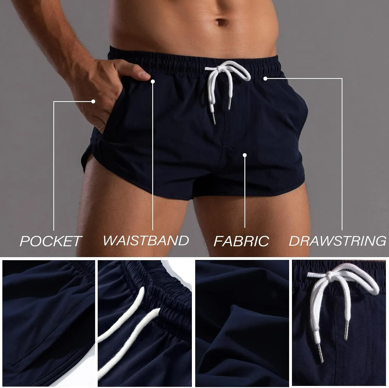 Running Shorts for Men Gym Athletic Workout Shorts Quick Dry 3 Inch Inseam Sweat Shorts with Pockets