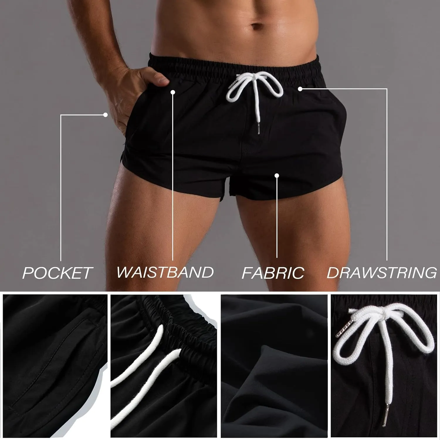 Running Shorts for Men Gym Athletic Workout Shorts Quick Dry 3 Inch Inseam Sweat Shorts with Pockets