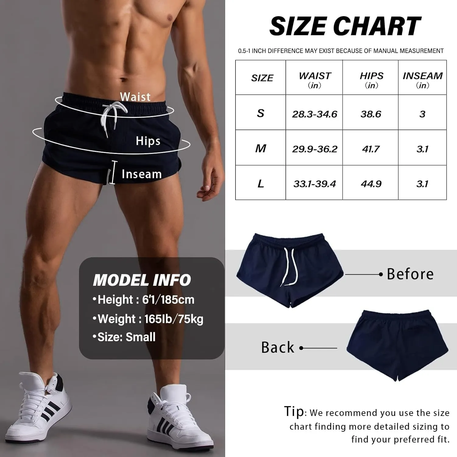 Running Shorts for Men Gym Athletic Workout Shorts Quick Dry 3 Inch Inseam Sweat Shorts with Pockets