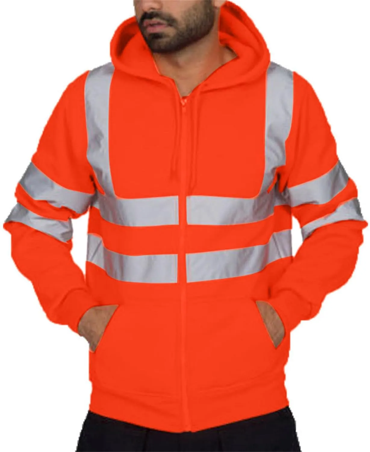 Safety Hi Vis Rain Set Class 3 High Visibility Rain Gear for Men Rain Suits Waterproof Reflective Hooded Jacket Pants