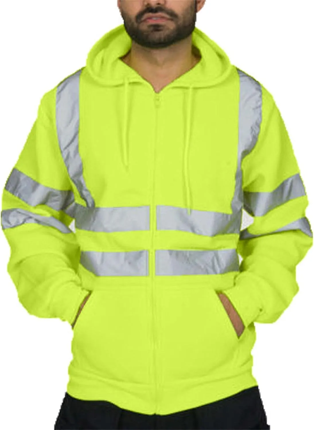 Safety Hi Vis Rain Set Class 3 High Visibility Rain Gear for Men Rain Suits Waterproof Reflective Hooded Jacket Pants