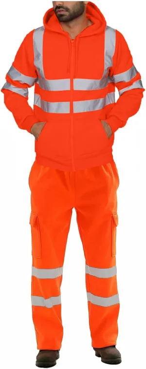 Safety Hi Vis Rain Set Class 3 High Visibility Rain Gear for Men Rain Suits Waterproof Reflective Hooded Jacket Pants