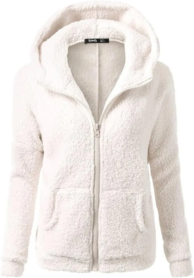 Sherpa Jacket Women 2024 Plus Size Fuzzy Fleece Fall Winter Coats Comfy Warm Zip Up Hoodies Cute Outwear with Pockets