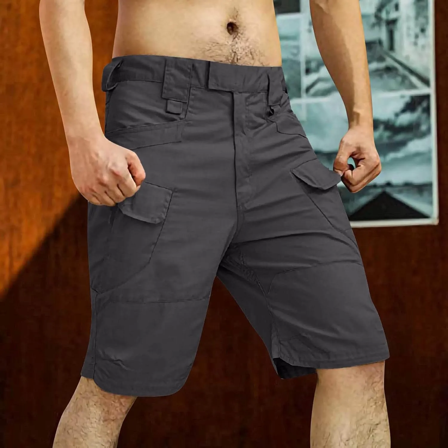 Shorts for Men Outdoor Quick Dry Tactical Cargo Shorts Classic Fit Athletic Workout Running Short Pants