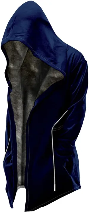 Solid Color Thickened Zipper Winter Jackets With Hood Long Sleeve Heavyweight Warm Fleece Coat, M-6XL