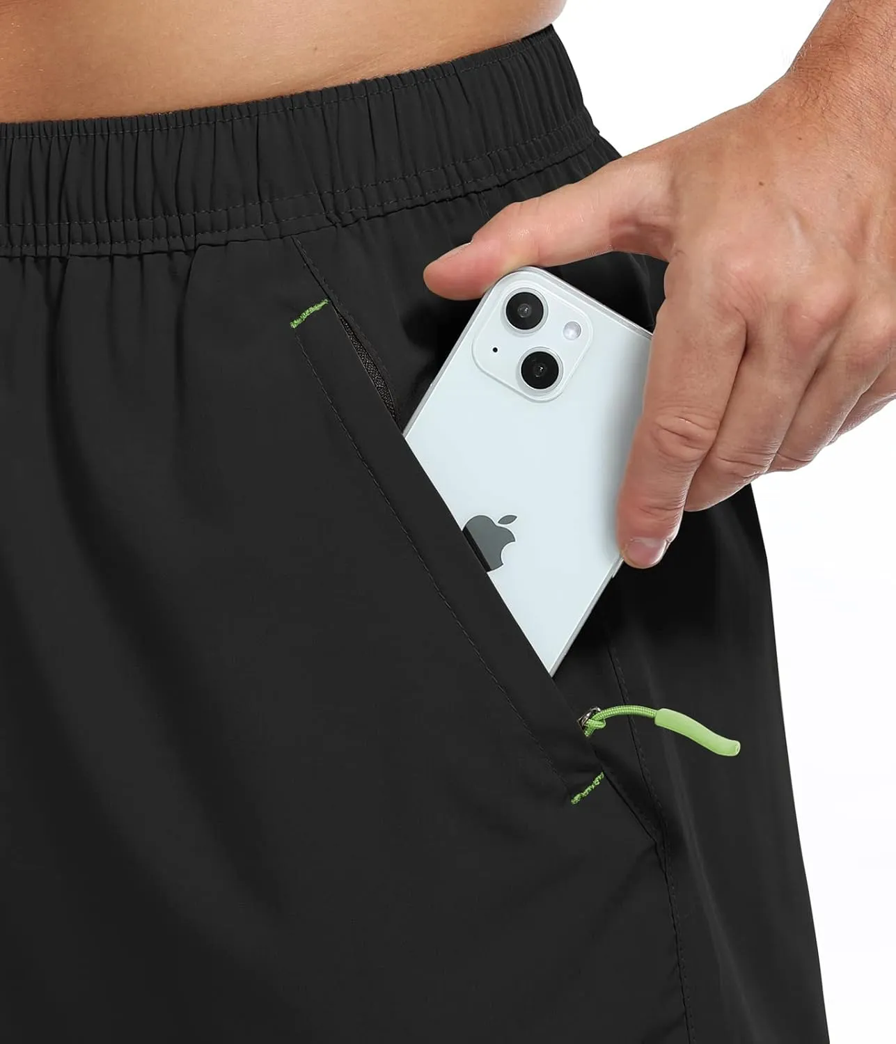 SPOSULEI Men's Athletic Hiking Shorts Water Resistant Quick-Dry Lightweight Outdoor Sweat Shorts with Zipper Pockets