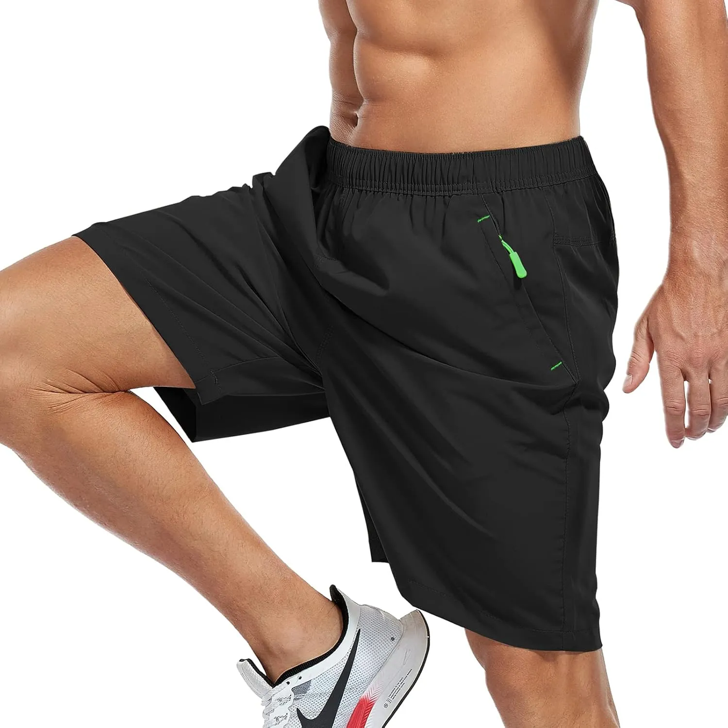 SPOSULEI Men's Athletic Hiking Shorts Water Resistant Quick-Dry Lightweight Outdoor Sweat Shorts with Zipper Pockets