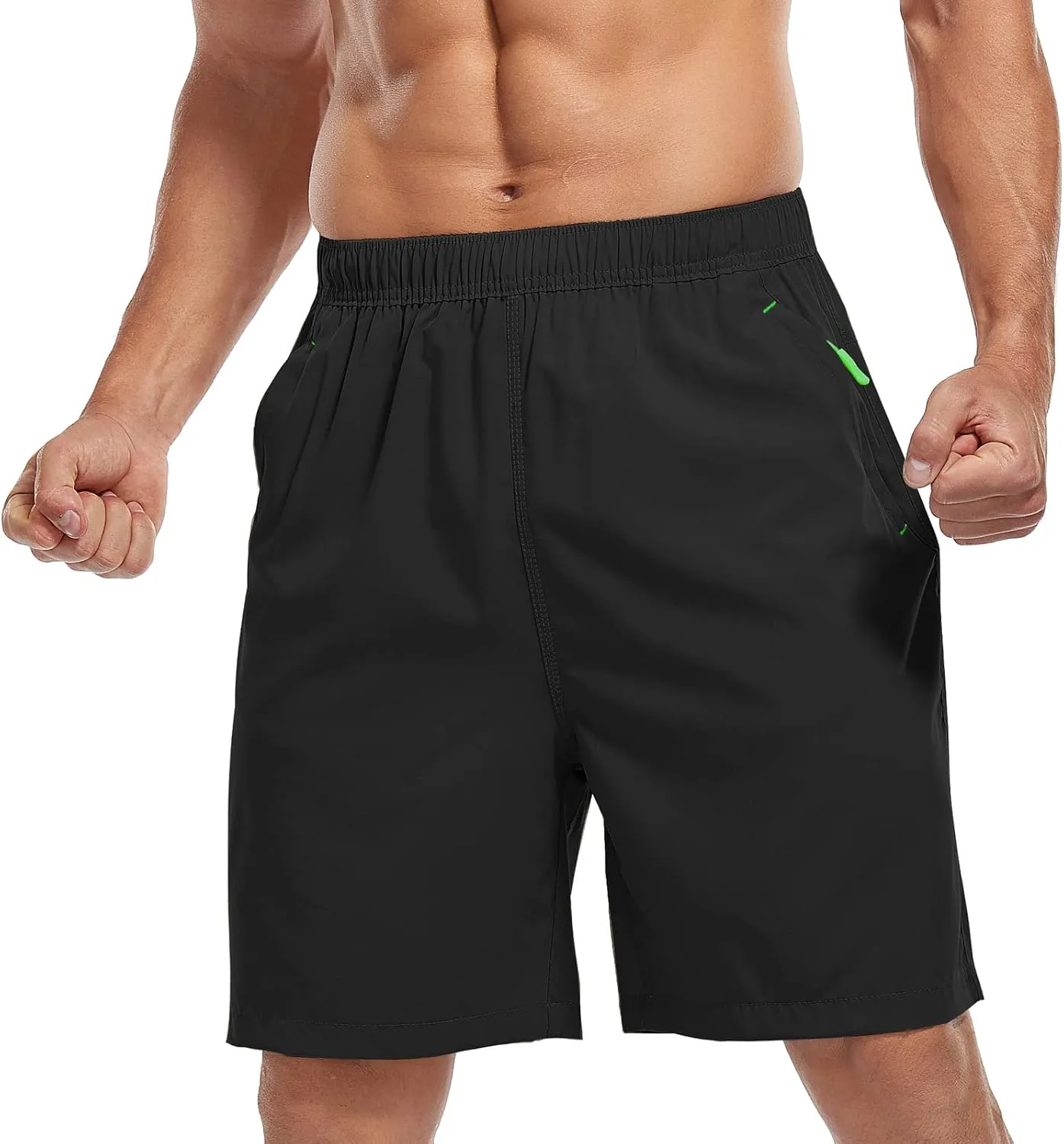 SPOSULEI Men's Athletic Hiking Shorts Water Resistant Quick-Dry Lightweight Outdoor Sweat Shorts with Zipper Pockets