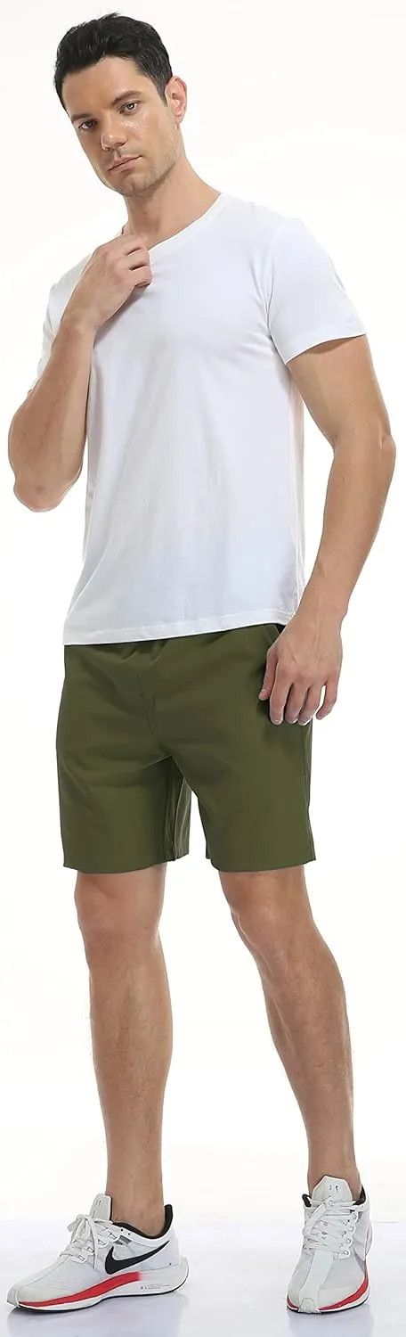 SPOSULEI Men's Athletic Hiking Shorts Water Resistant Quick-Dry Lightweight Outdoor Sweat Shorts with Zipper Pockets