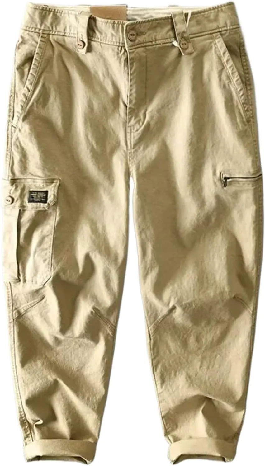 Spring Autumn Cotton Cargo Pants Men Multi-Pocket Casual Vintage Men Trousers