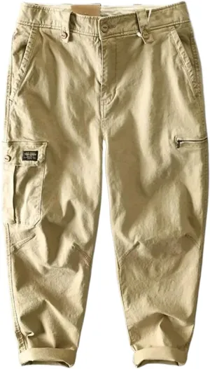 Spring Autumn Cotton Cargo Pants Men Multi-Pocket Casual Vintage Men Trousers