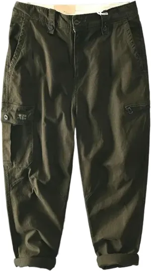 Spring Autumn Cotton Cargo Pants Men Multi-Pocket Casual Vintage Men Trousers