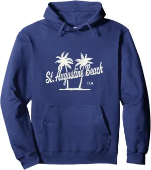 St. Augustine Beach Florida Vintage 70s Palm Trees Graphic Pullover Hoodie