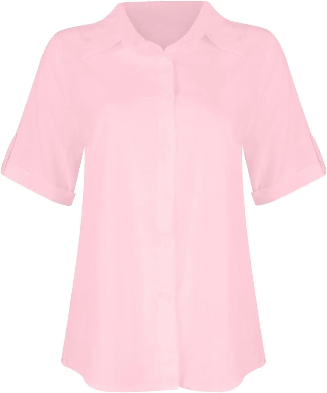 Summer Shirts for Women V Neck Short Sleeve Casual Loose Tees Lapel Button Down Tops 2025 Trending Now