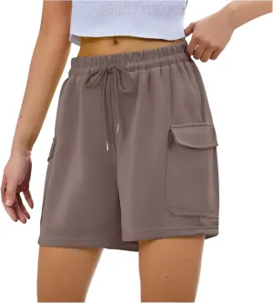 Summer Workout Shorts Women Drawstring High Waist Cotton Sweat Shorts Baggy Running Athletic Short Pants with Pockets