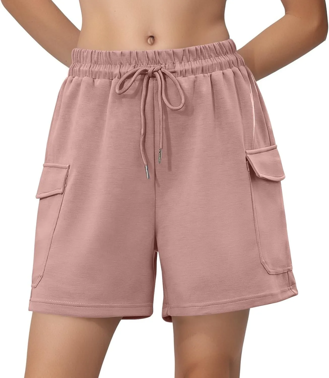 Summer Workout Shorts Women Drawstring High Waist Cotton Sweat Shorts Baggy Running Athletic Short Pants with Pockets