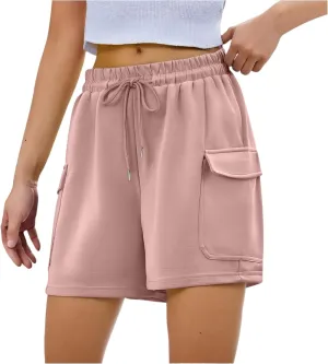 Summer Workout Shorts Women Drawstring High Waist Cotton Sweat Shorts Baggy Running Athletic Short Pants with Pockets