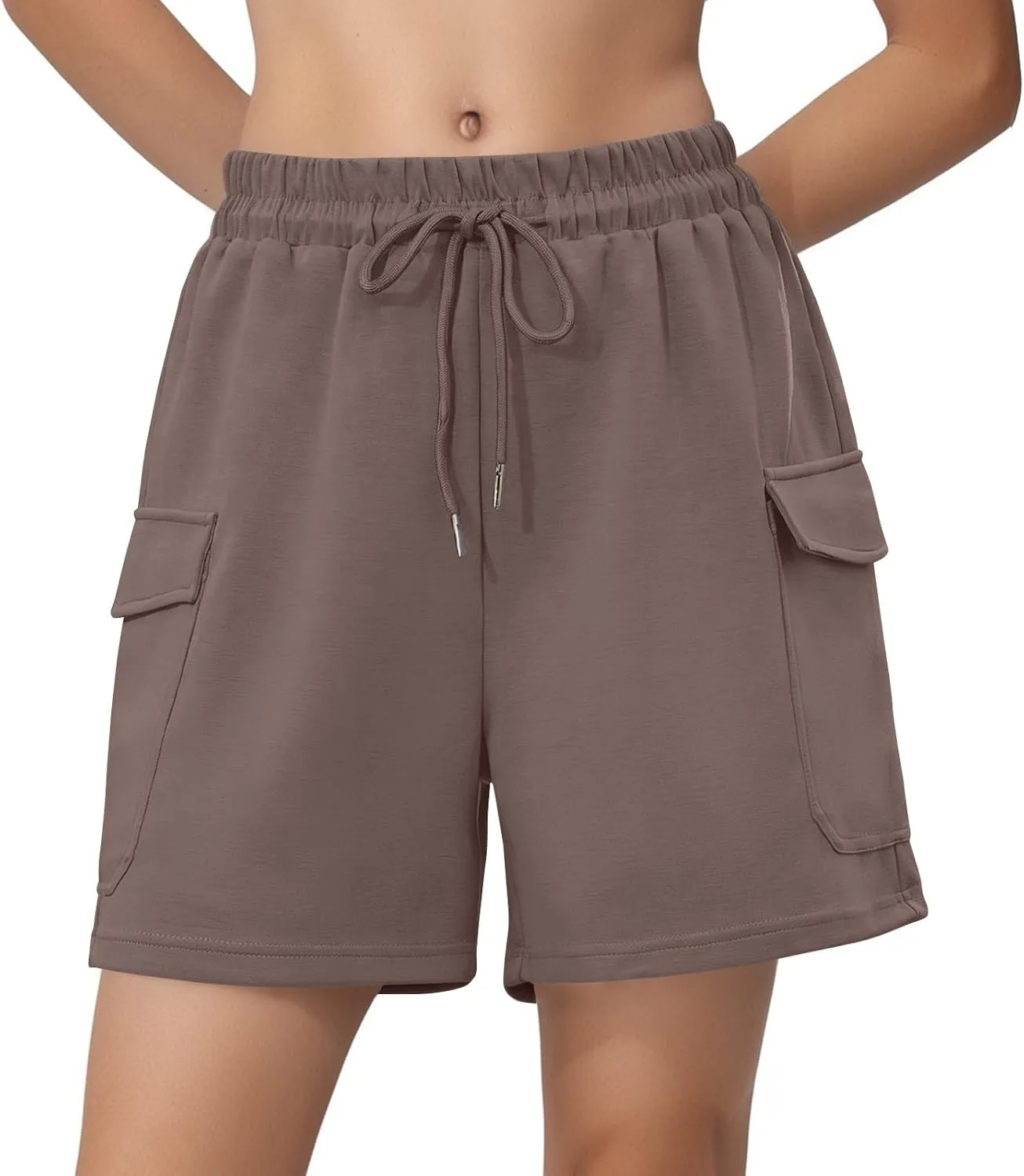 Summer Workout Shorts Women Drawstring High Waist Cotton Sweat Shorts Baggy Running Athletic Short Pants with Pockets