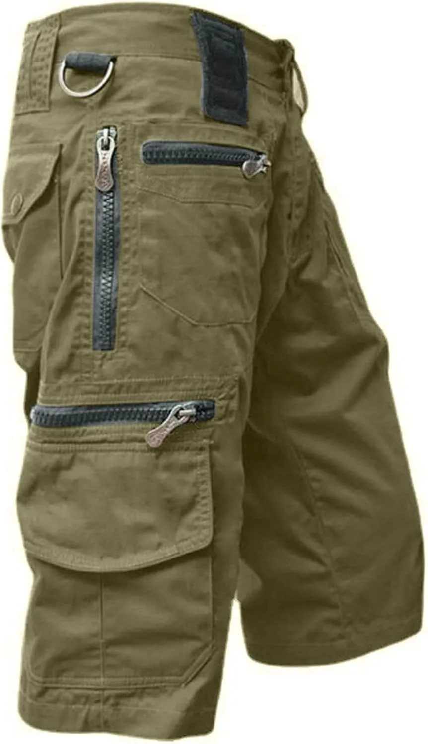 Tactical Capri Pant for Men Casual Solid Lightweight with Multi Pockets Military Combat Outdoor Hiking Cargo Shorts