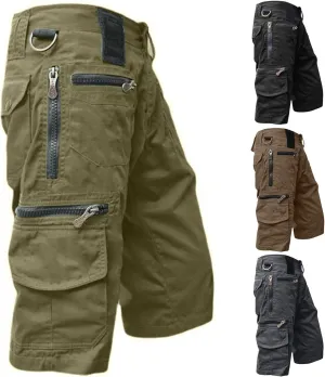 Tactical Capri Pant for Men Casual Solid Lightweight with Multi Pockets Military Combat Outdoor Hiking Cargo Shorts