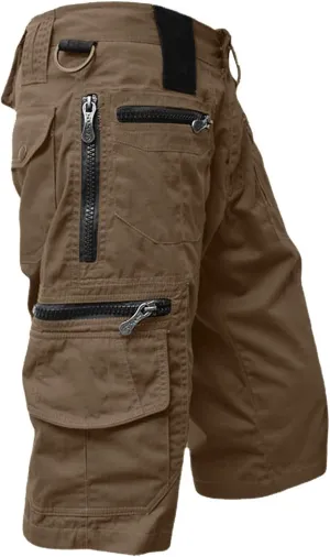 Tactical Capri Pant for Men Casual Solid Lightweight with Multi Pockets Military Combat Outdoor Hiking Cargo Shorts