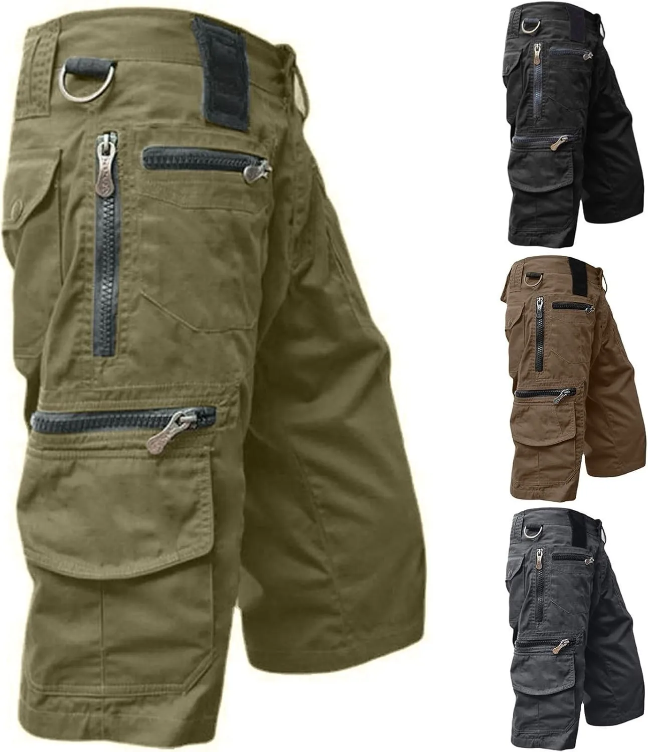 Tactical Capri Pant for Men Casual Solid Lightweight with Multi Pockets Military Combat Outdoor Hiking Cargo Shorts