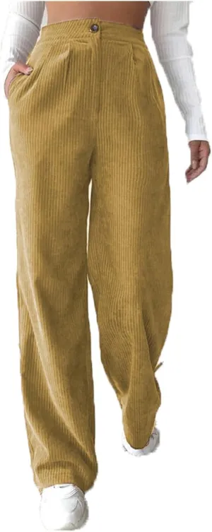 Thatrich Womens Corduroy Pants High Waisted Sweatpant Wide Leg Palazzo Pant Dressy Straight Leg Trouser for Work Lounge Pants