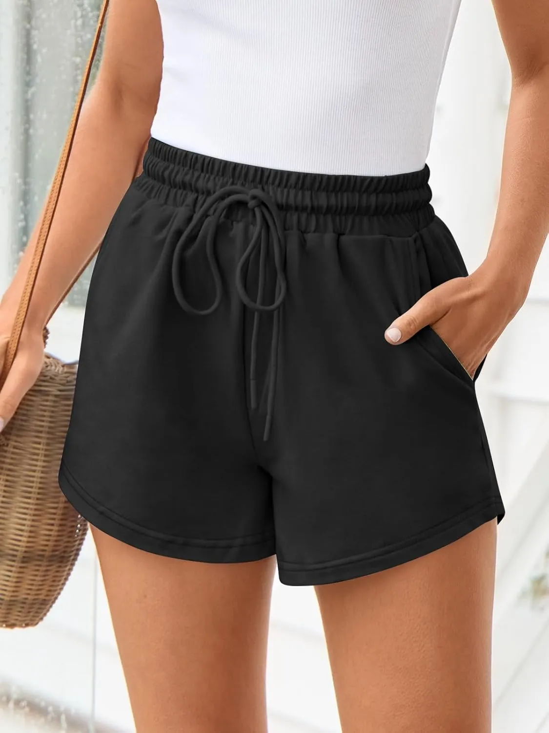 Trendy Queen Womens Sweat Shorts Casual Summer Comfy Lounge Athletic Clothes Elastic Cotton Running
